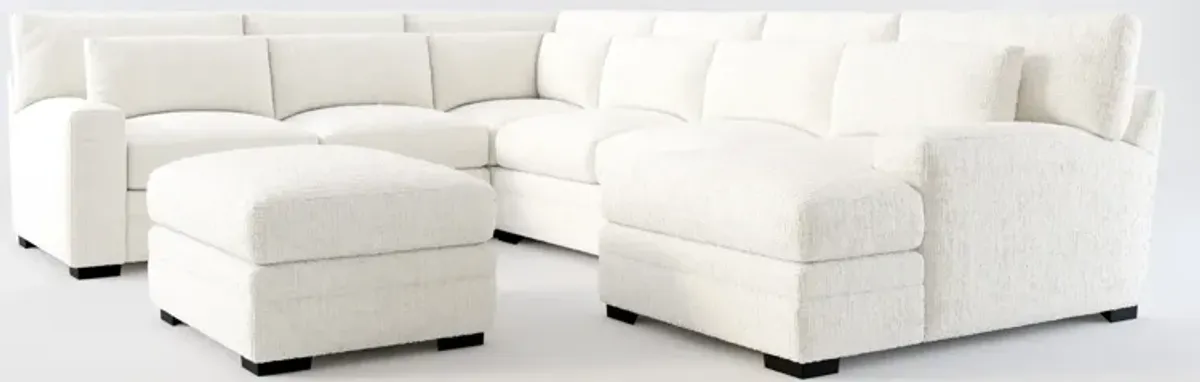 Winston Foam Comfort 5-Piece Sectional with Right-Facing Chaise and Ottoman - Bantu Pearl