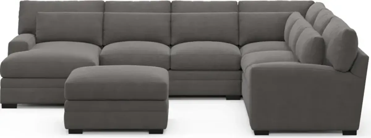 Winston Foam Comfort 5-Piece Sectional with Left-Facing Chaise and Ottoman - Merrimac Ash