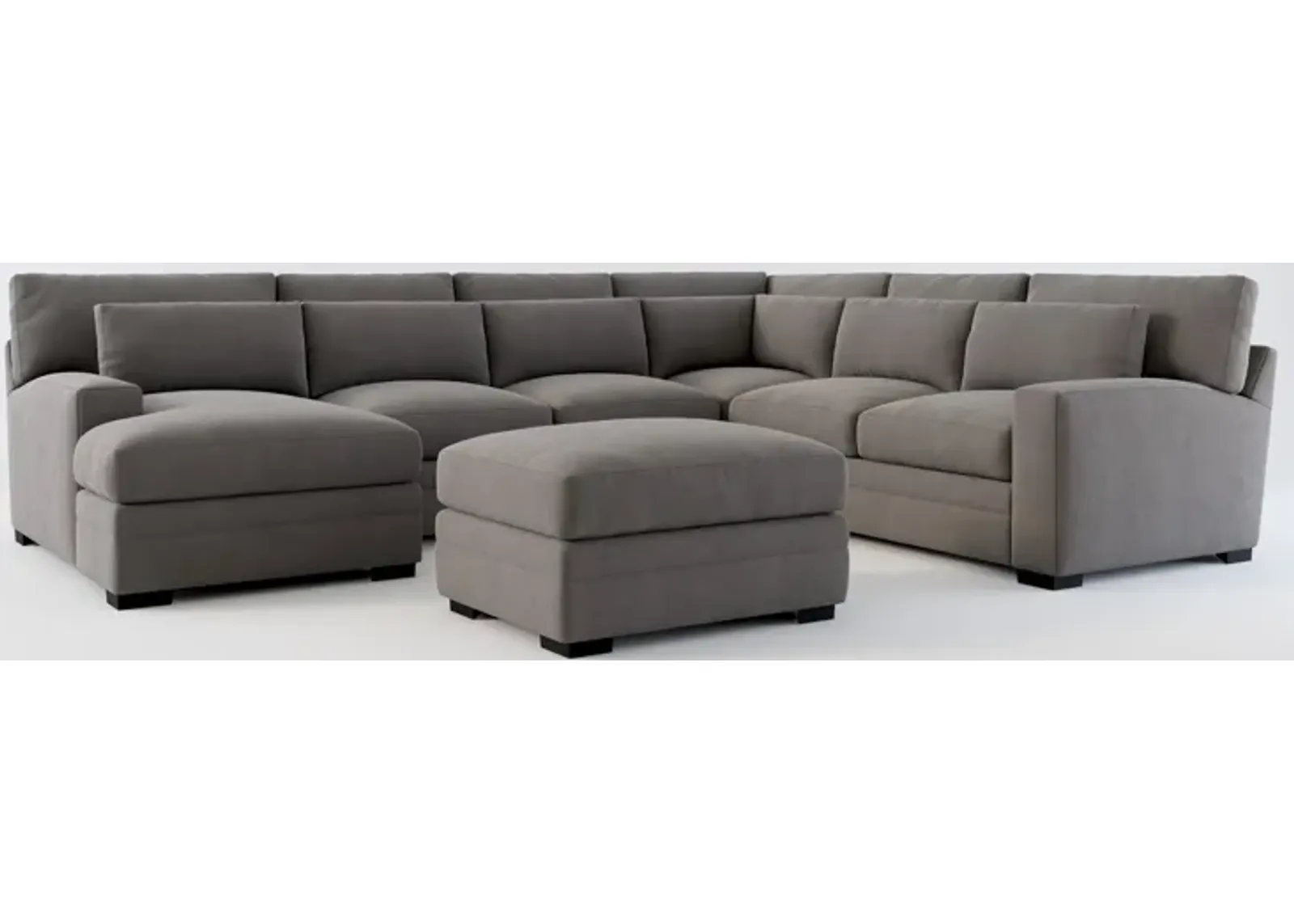 Winston Foam Comfort 5-Piece Sectional with Left-Facing Chaise and Ottoman - Merrimac Ash