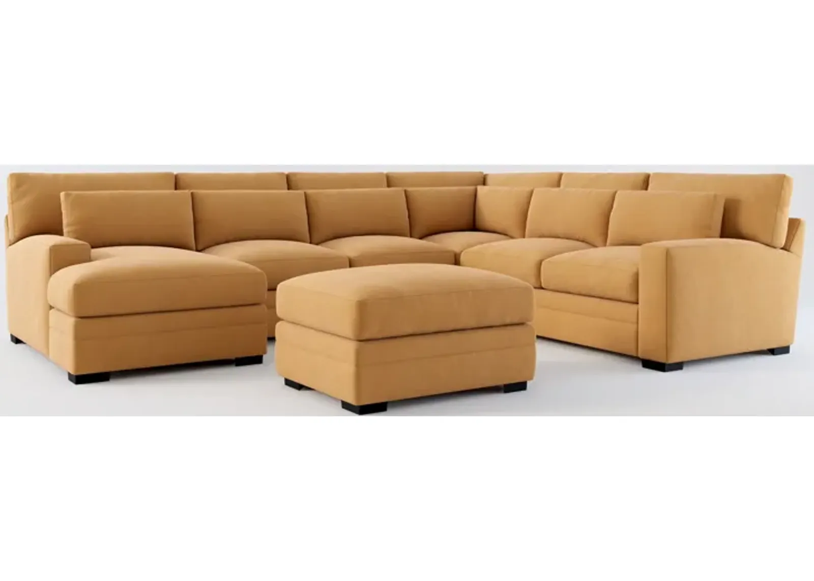 Winston Foam Comfort 5-Piece Sectional with Left-Facing Chaise and Ottoman - Merrimac Topaz