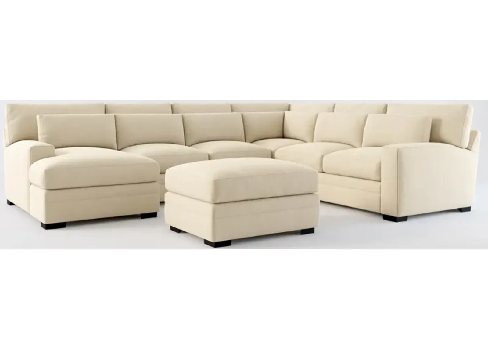 Winston Foam Comfort 5-Piece Sectional with Left-Facing Chaise and Ottoman - Merrimac Ecru