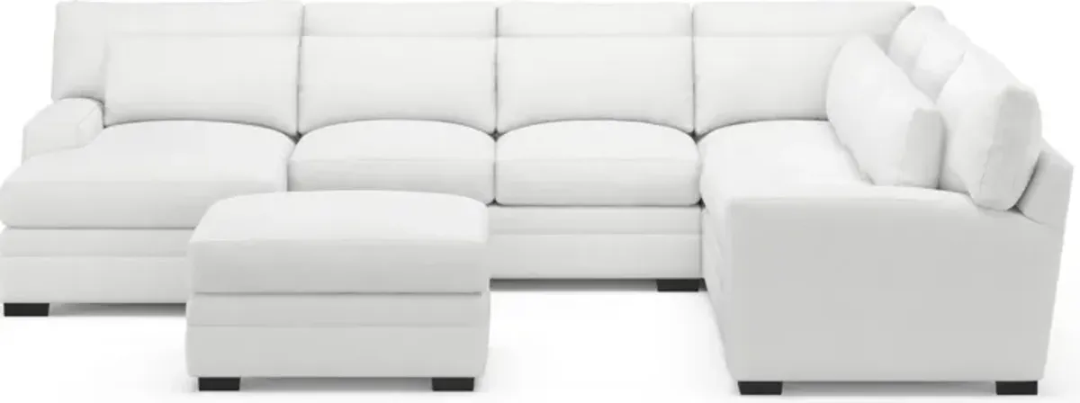 Winston Foam Comfort 5-Piece Sectional with Left-Facing Chaise and Ottoman - Lovie Chalk