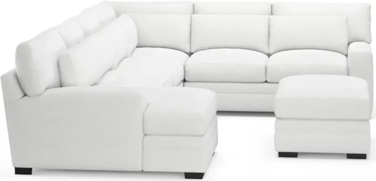 Winston Foam Comfort 5-Piece Sectional with Left-Facing Chaise and Ottoman - Lovie Chalk