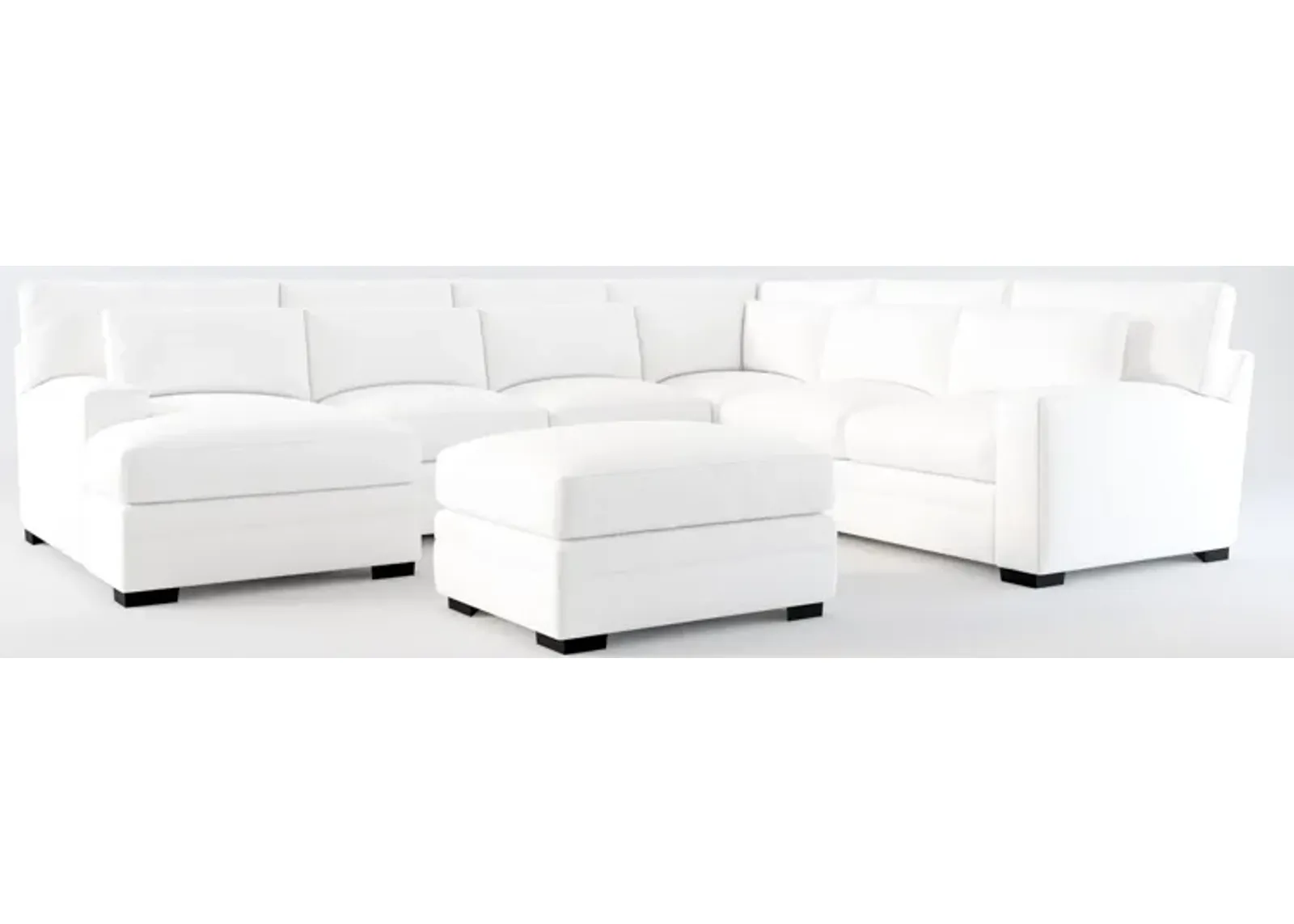 Winston Foam Comfort 5-Piece Sectional with Left-Facing Chaise and Ottoman - Lovie Chalk