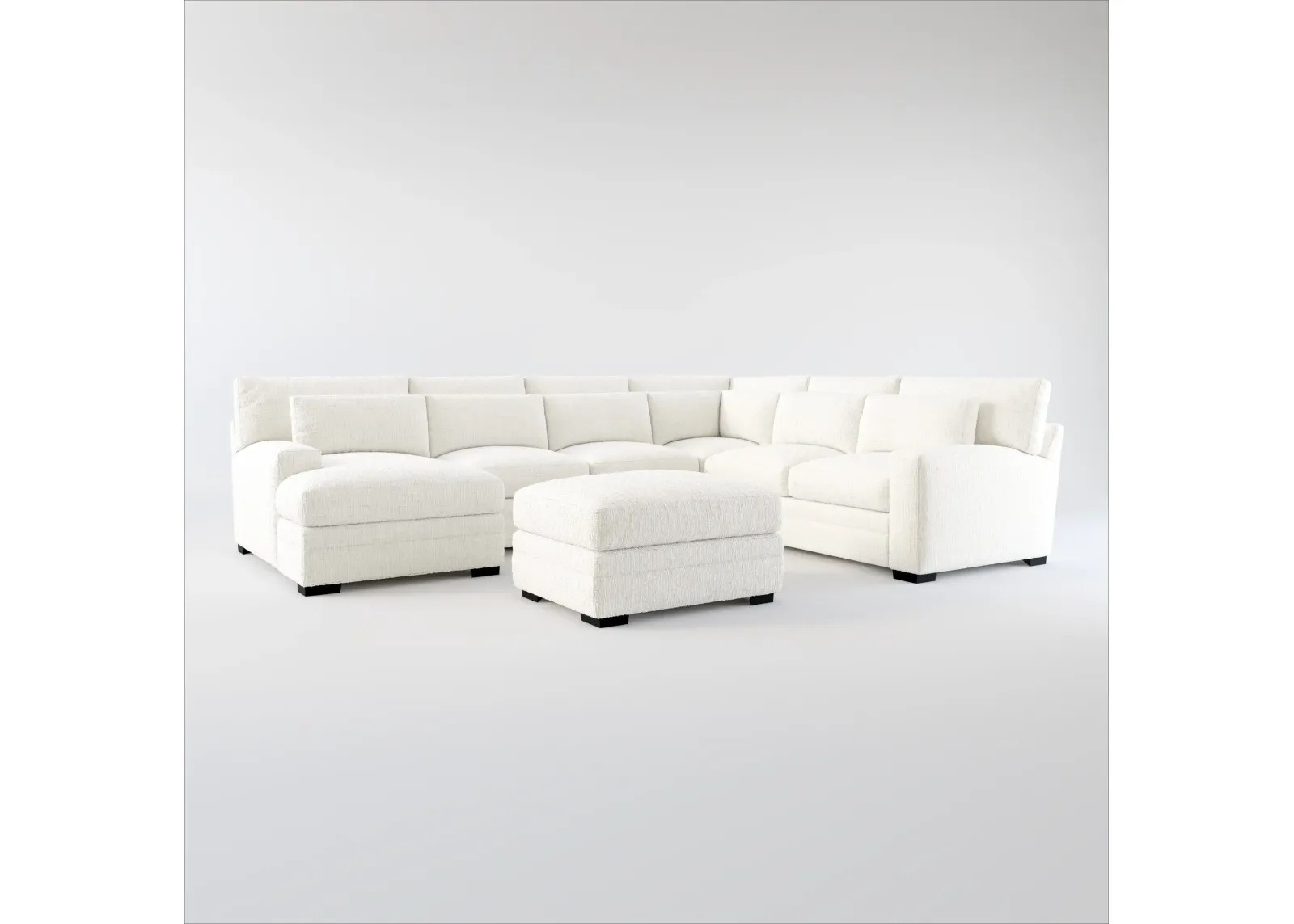 Winston Foam Comfort 5-Piece Sectional with Left-Facing Chaise and Ottoman - Bantu Pearl