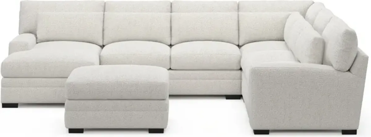 Winston Foam Comfort 5-Piece Sectional with Left-Facing Chaise and Ottoman - River Rock Ivory