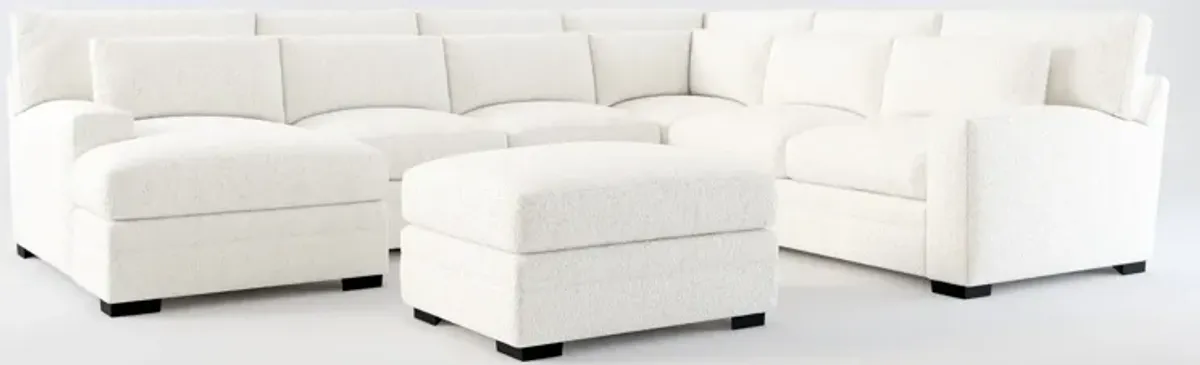 Winston Foam Comfort 5-Piece Sectional with Left-Facing Chaise and Ottoman - River Rock Ivory