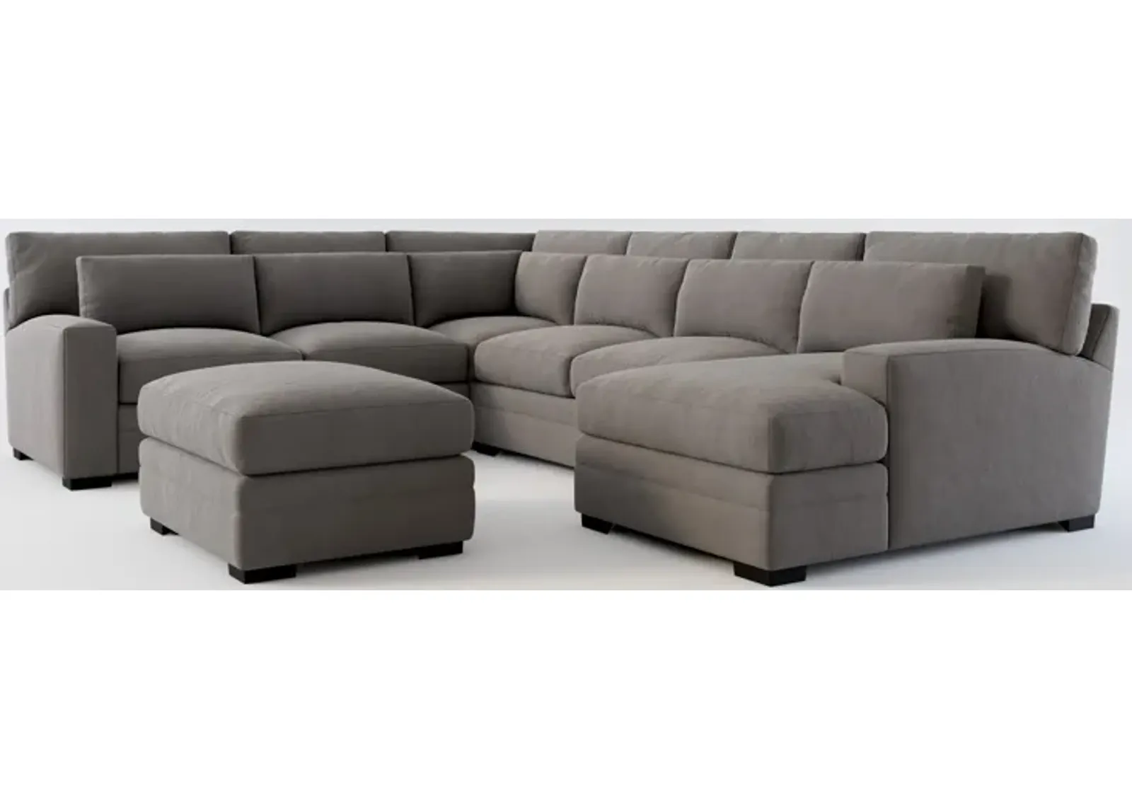 Winston Hybrid Comfort 5-Piece Sectional with Right-Facing Chaise and Ottoman - Merrimac Ash