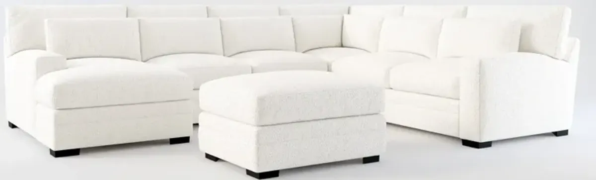 Winston Hybrid Comfort 5-Piece Sectional with Left-Facing Chaise and Ottoman - River Rock Ivory