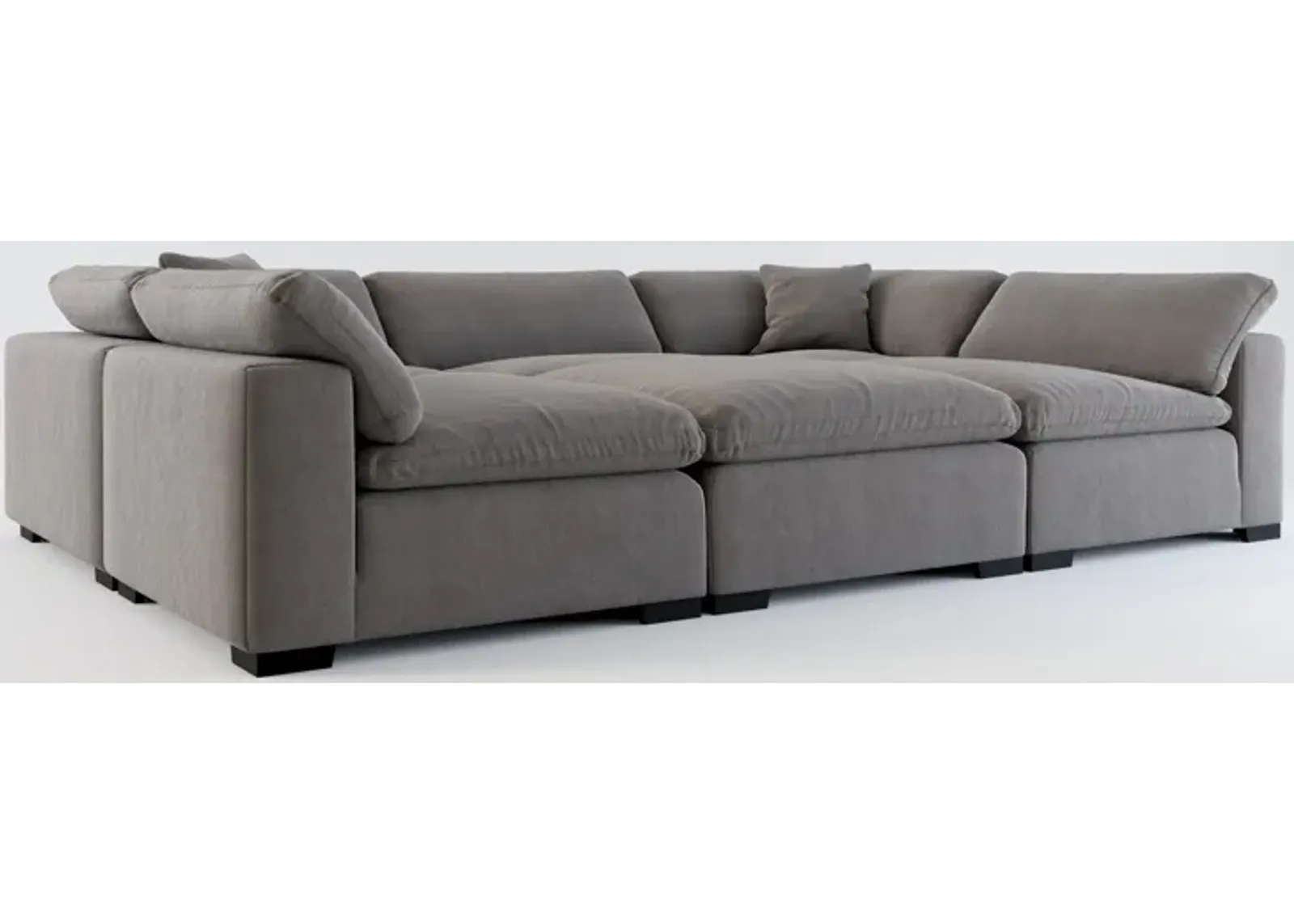 Plush Feathered Comfort 6-Piece Pit Sectional - Merrimac Ash