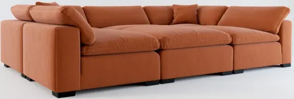 Plush Feathered Comfort 6-Piece Pit Sectional - Merrimac Brick