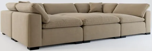 Plush Feathered Comfort 6-Piece Pit Sectional - Merrimac Brownstone