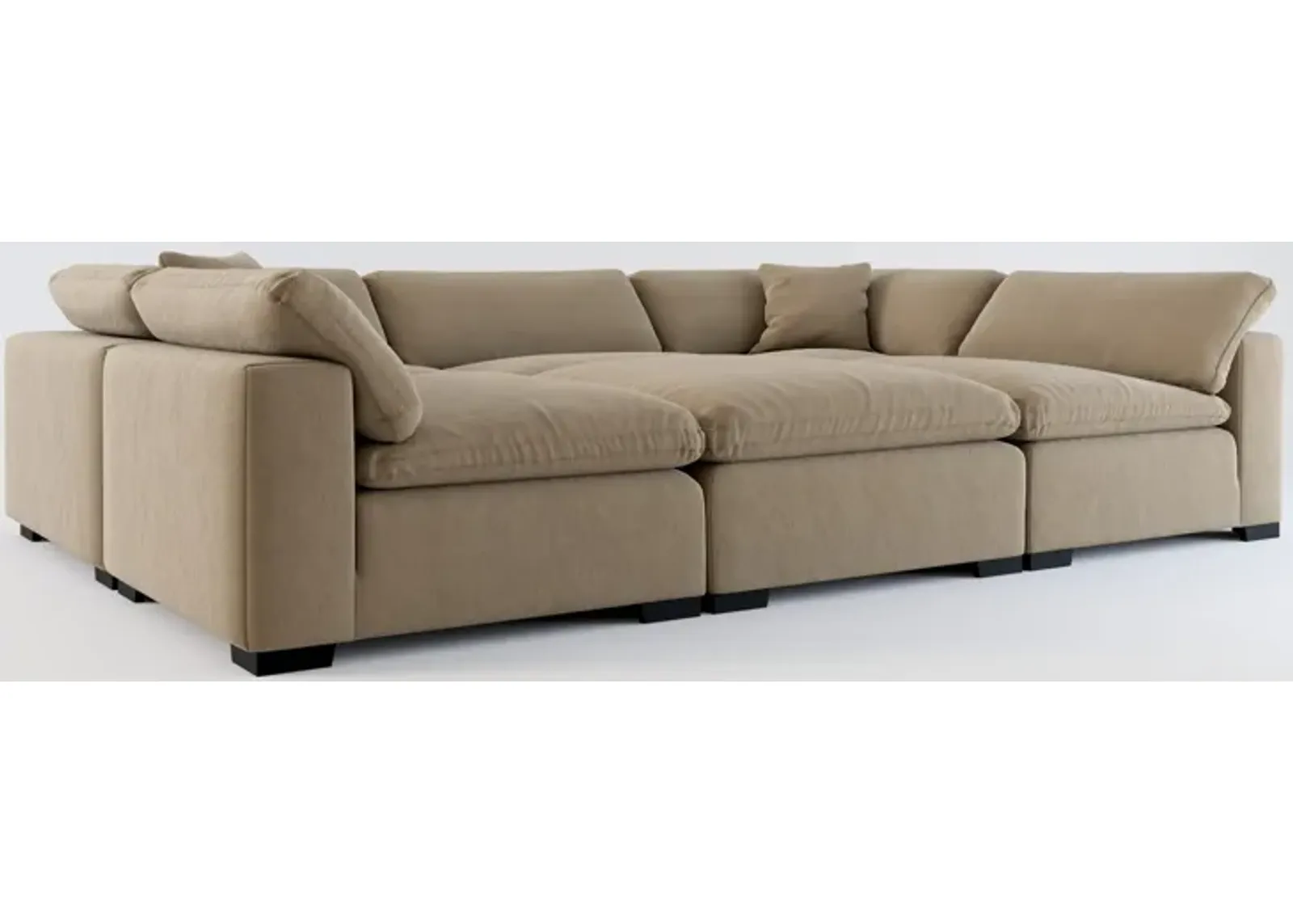 Plush Feathered Comfort 6-Piece Pit Sectional - Merrimac Brownstone