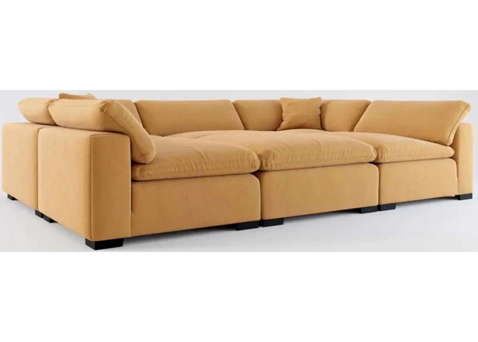 Plush Feathered Comfort 6-Piece Pit Sectional - Merrimac Topaz