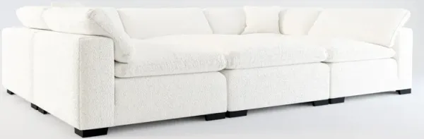 Plush Feathered Comfort 6-Piece Pit Sectional - River Rock Ivory
