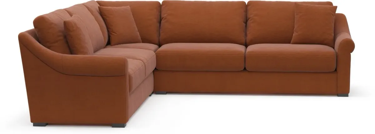 Bowery Foam Comfort 3-Piece Sleeper Sectional - Merrimac Brick