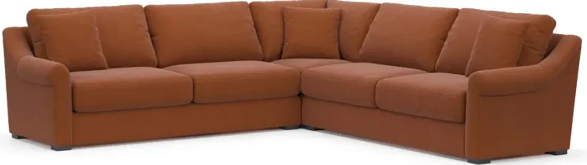 Bowery Foam Comfort 3-Piece Sleeper Sectional - Merrimac Brick