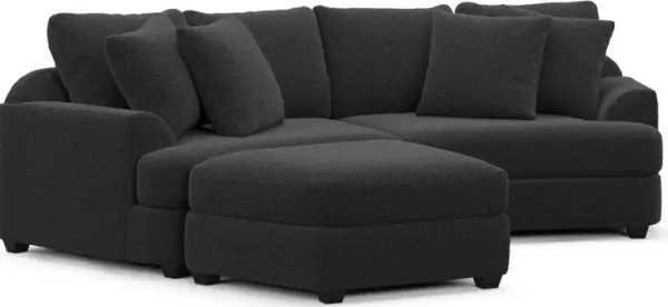 Skylar 3-Piece Sectional with Left-Facing Ottoman - Bloke Obsidian