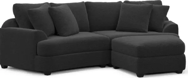 Skylar 3-Piece Sectional with Right-Facing Ottoman - Bloke Obsidian