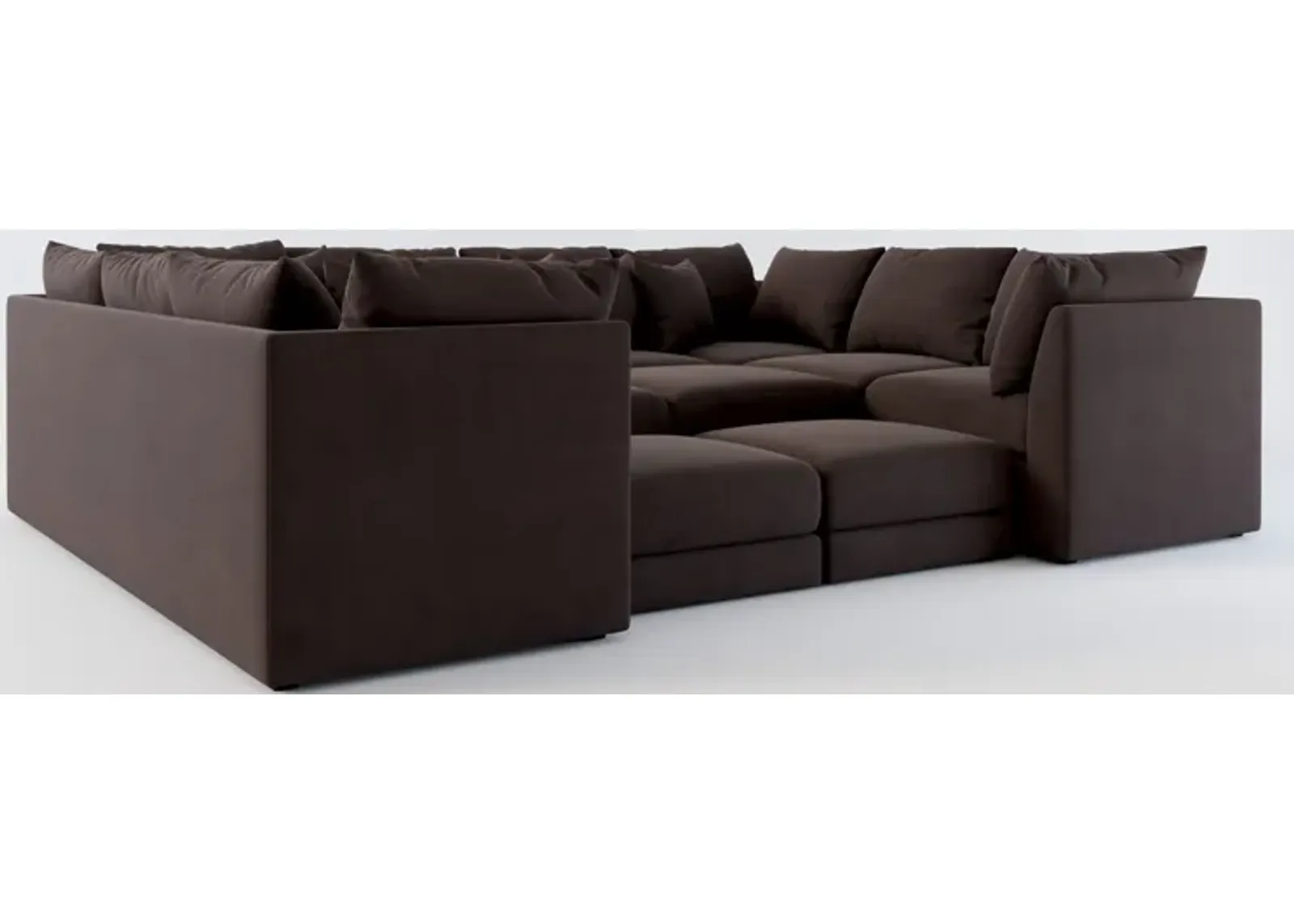 Nest Hybrid Comfort 9-Piece Pit Sectional - Merrimac Dark Brown