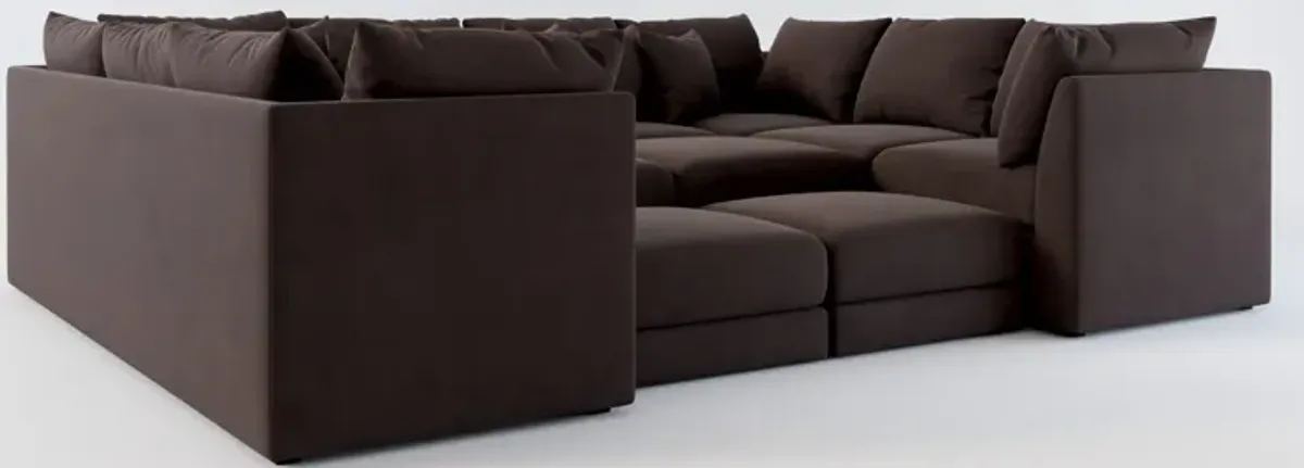 Nest Hybrid Comfort 9-Piece Pit Sectional - Merrimac Dark Brown