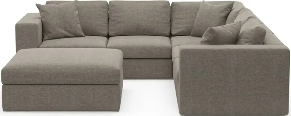 Collin Hybrid Comfort Eco Performance Fabric 5-Piece Sectional w/ Ottoman - Bridger Metal