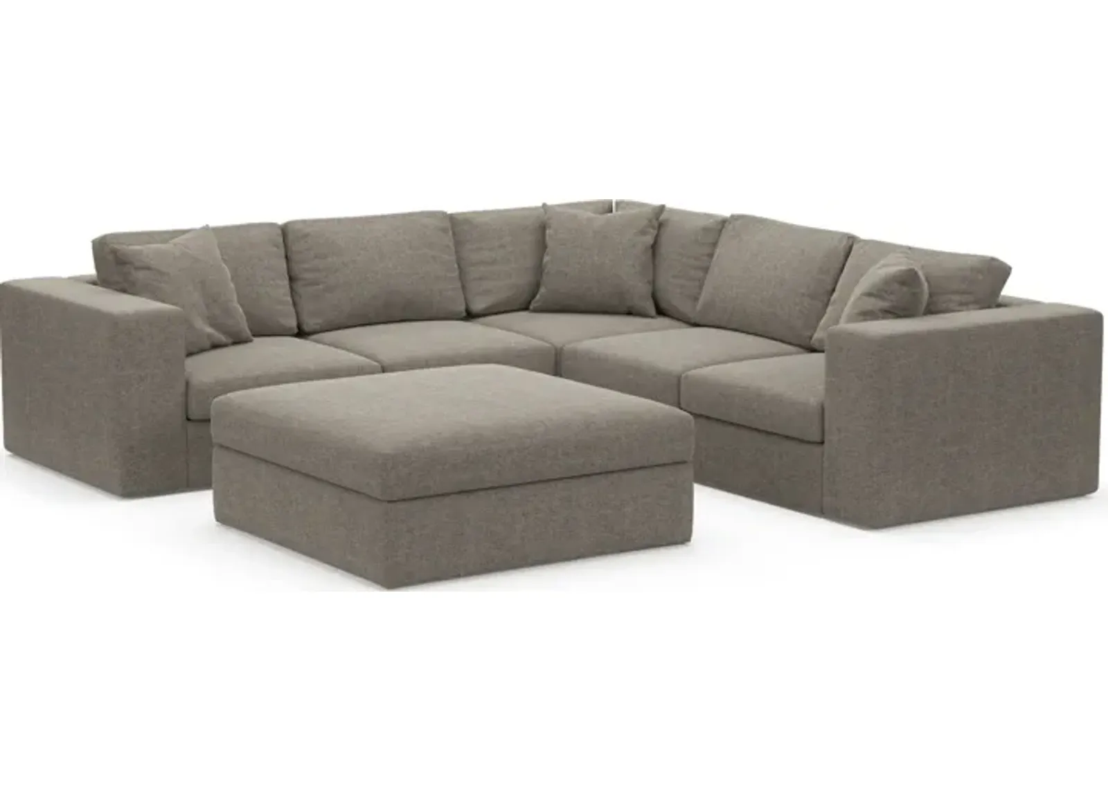 Collin Hybrid Comfort Eco Performance Fabric 5-Piece Sectional w/ Ottoman - Bridger Metal