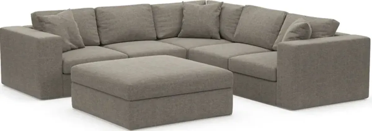 Collin Hybrid Comfort Eco Performance Fabric 5-Piece Sectional w/ Ottoman - Bridger Metal