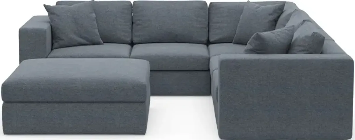 Collin Hybrid Comfort Eco Performance Fabric 5-Piece Sectional w/ Ottoman - Bridger Navy