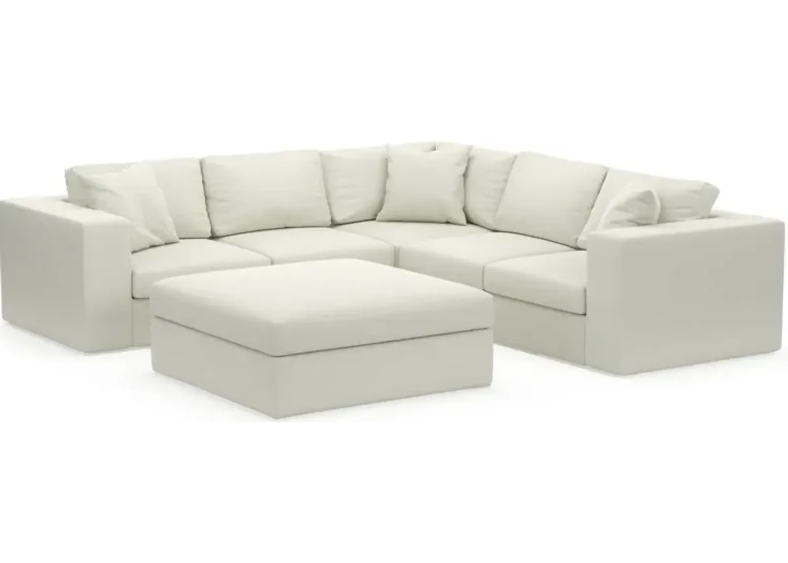 Collin Hybrid Comfort Eco Performance Fabric 5-Piece Sectional w/ Ottoman - Liv Arctic