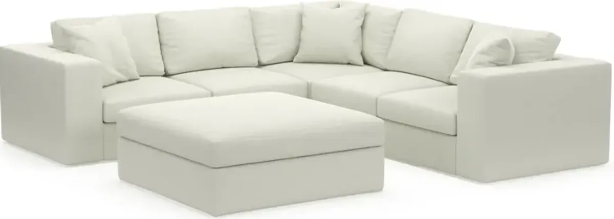 Collin Hybrid Comfort Eco Performance Fabric 5-Piece Sectional w/ Ottoman - Liv Arctic