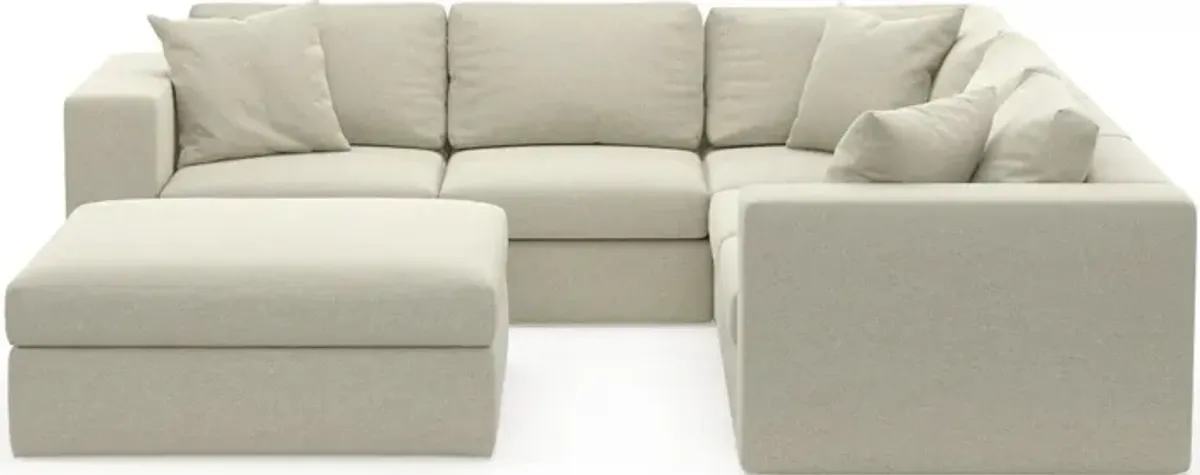 Collin Hybrid Comfort Eco Performance Fabric 5-Piece Sectional w/ Ottoman - Liv Dove