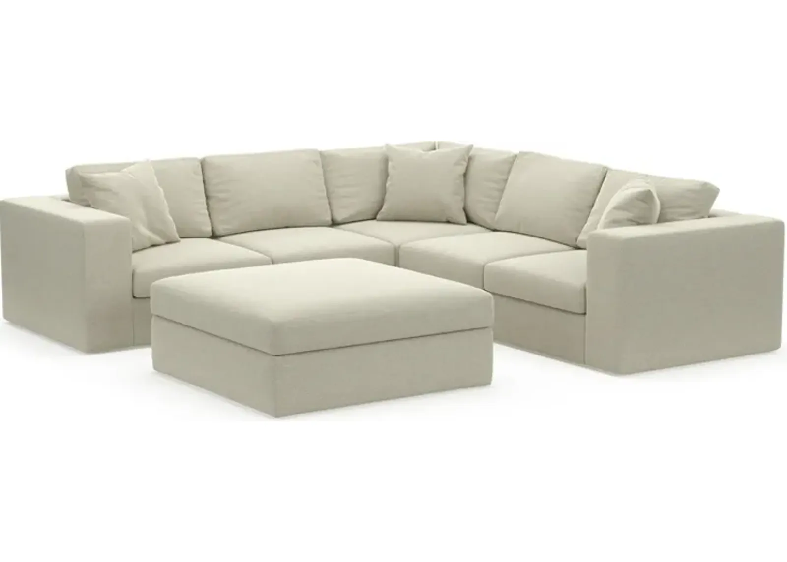 Collin Hybrid Comfort Eco Performance Fabric 5-Piece Sectional w/ Ottoman - Liv Dove