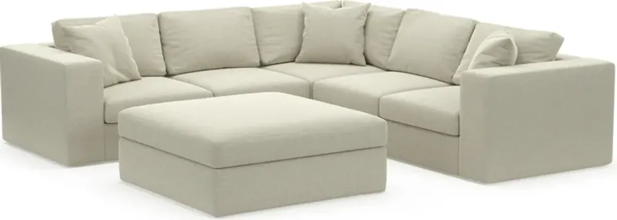 Collin Hybrid Comfort Eco Performance Fabric 5-Piece Sectional w/ Ottoman - Liv Dove