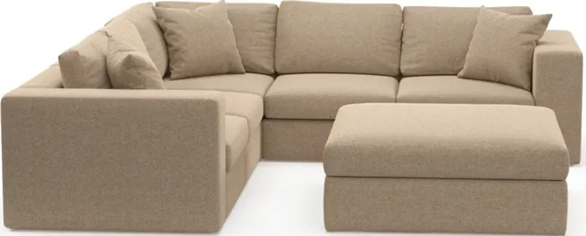 Collin Hybrid Comfort Eco Performance Fabric 5-Piece Sectional w/ Ottoman - Liv Wicker