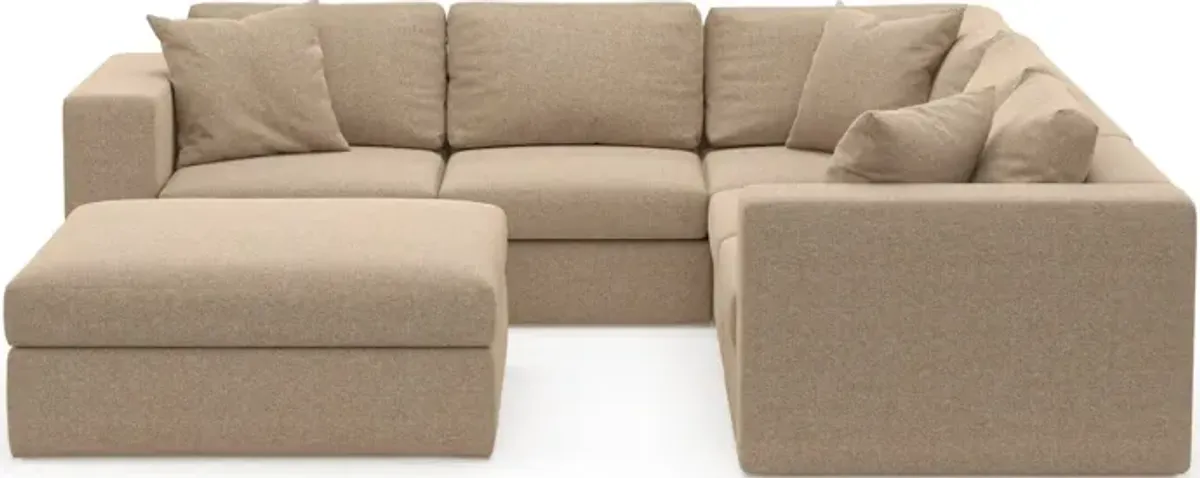 Collin Hybrid Comfort Eco Performance Fabric 5-Piece Sectional w/ Ottoman - Liv Wicker