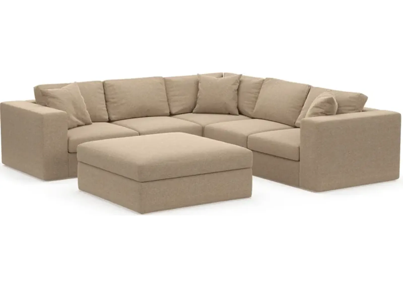 Collin Hybrid Comfort Eco Performance Fabric 5-Piece Sectional w/ Ottoman - Liv Wicker