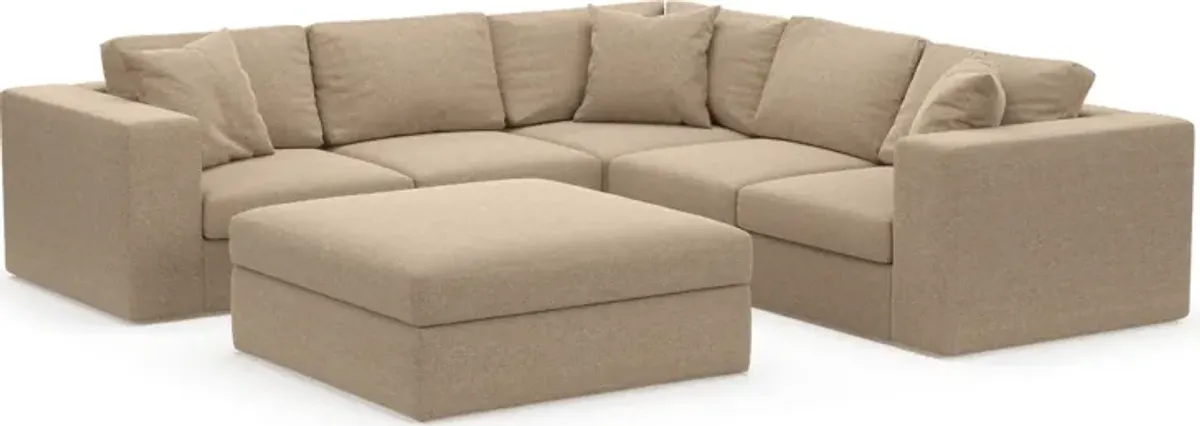 Collin Hybrid Comfort Eco Performance Fabric 5-Piece Sectional w/ Ottoman - Liv Wicker