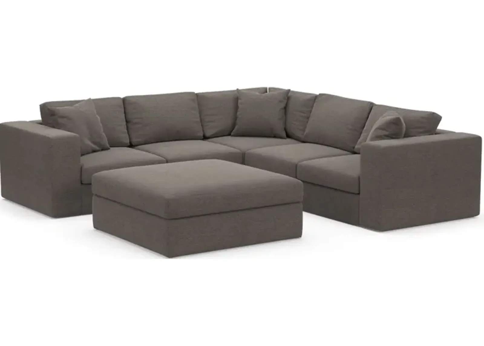 Collin Hybrid Comfort Eco Performance Fabric 5-Piece Sectional w/ Ottoman - Presidio Steel