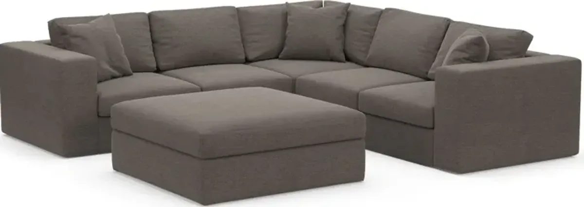 Collin Hybrid Comfort Eco Performance Fabric 5-Piece Sectional w/ Ottoman - Presidio Steel