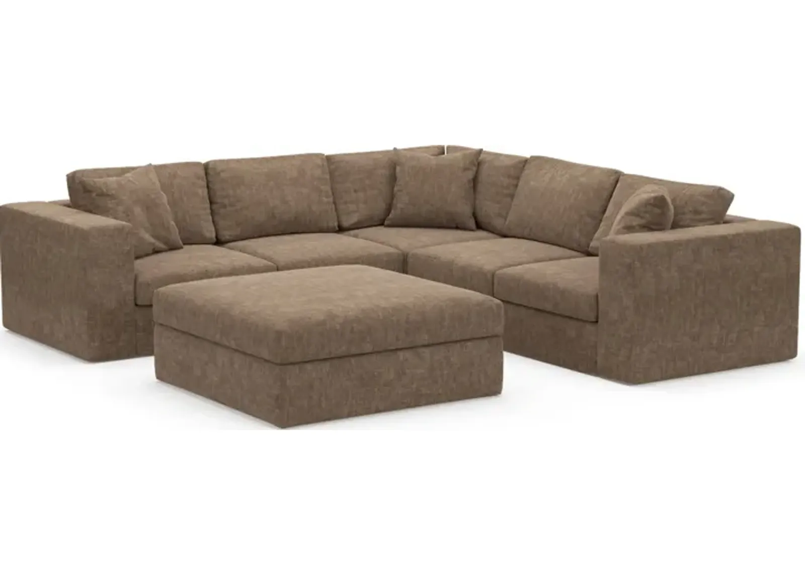 Collin Hybrid Comfort Eco Performance Fabric 5-Piece Sectional w/ Ottoman - Argo Java