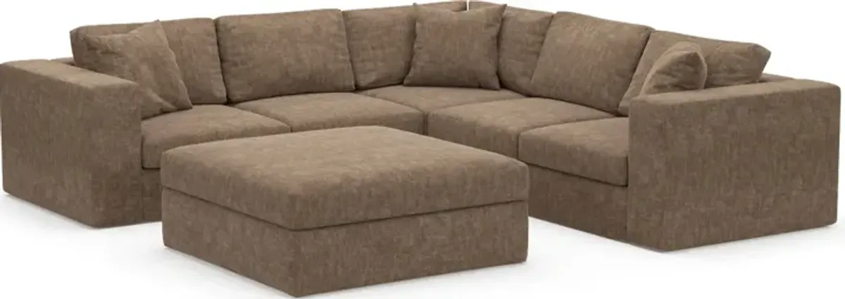 Collin Hybrid Comfort Eco Performance Fabric 5-Piece Sectional w/ Ottoman - Argo Java