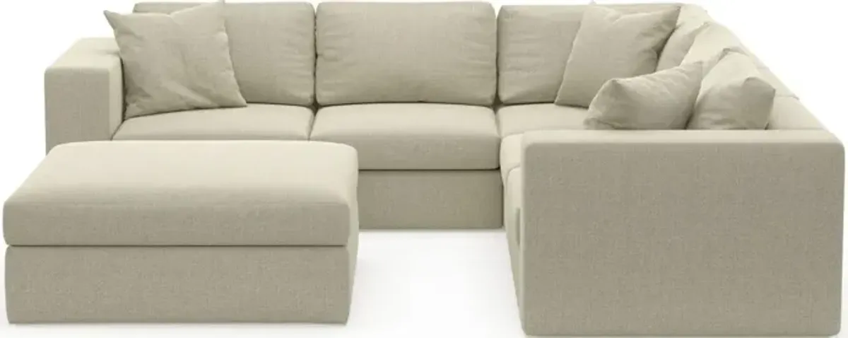 Collin Foam Comfort Eco Performance Fabric 5-Piece Sectional w/ Ottoman - Broderick Charcoal