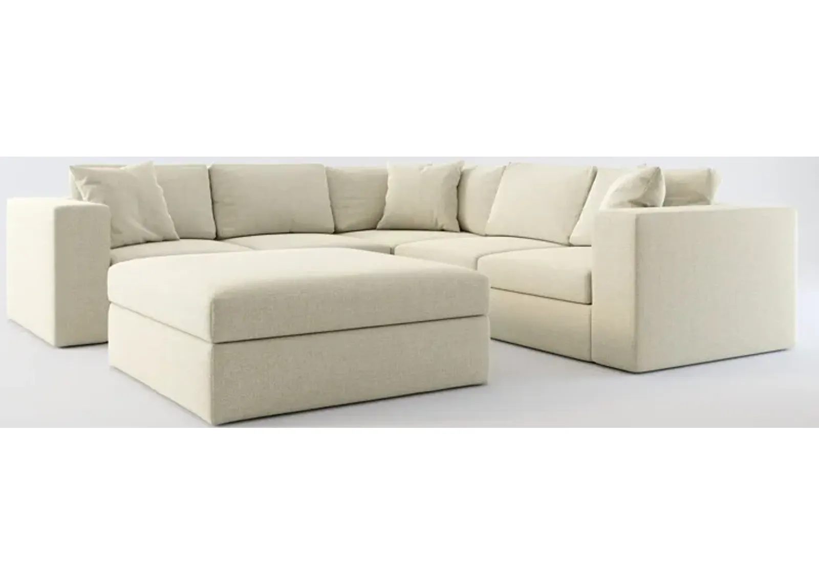 Collin Foam Comfort Eco Performance Fabric 5-Piece Sectional w/ Ottoman - Broderick Charcoal