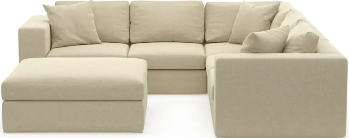 Collin Foam Comfort Eco Performance Fabric 5-Piece Sectional w/ Ottoman - Broderick Sand