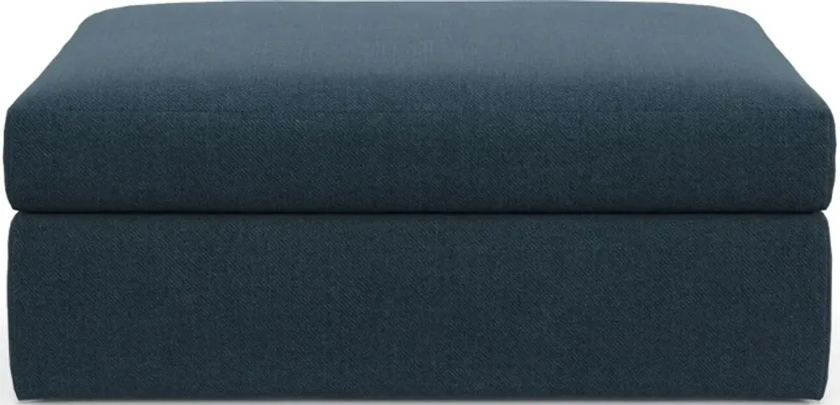 Collin Hybrid Comfort Eco Performance Fabric Ottoman - Broderick Indigo