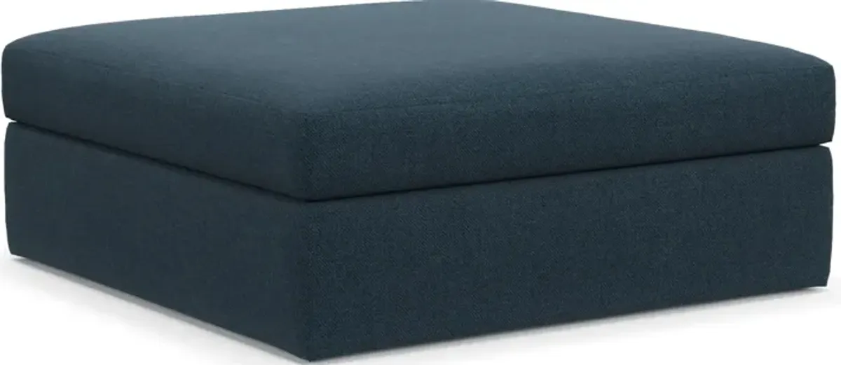 Collin Hybrid Comfort Eco Performance Fabric Ottoman - Broderick Indigo