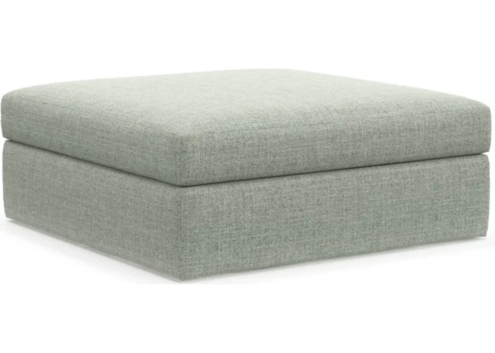 Collin Hybrid Comfort Eco Performance Fabric Ottoman - Broderick Sea Glass