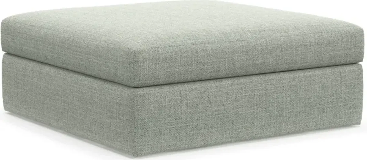 Collin Hybrid Comfort Eco Performance Fabric Ottoman - Broderick Sea Glass