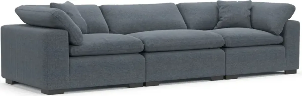 Plush Feathered Comfort Eco Performance Fabric 3-Piece Sofa - Bridger Navy